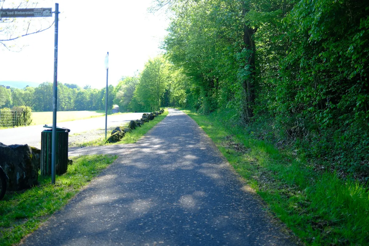 A paved path running beside a grassy verge