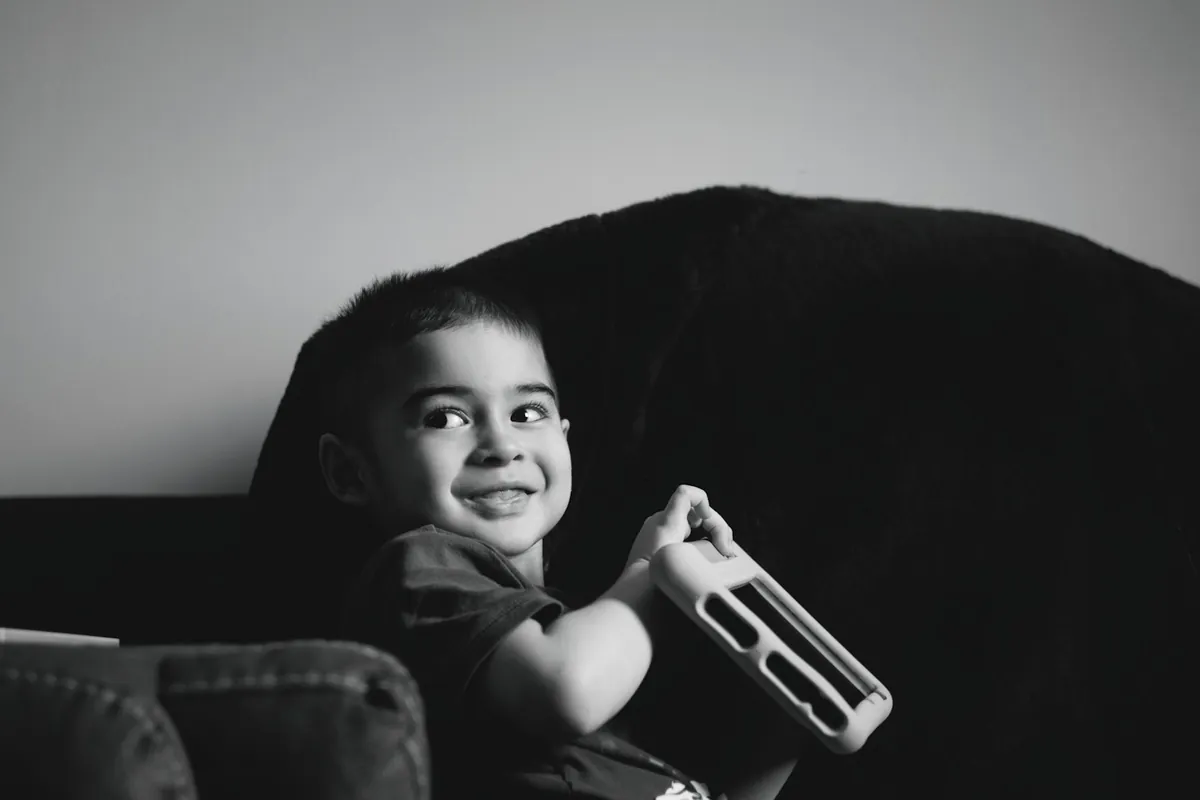 A smiling young child during play
